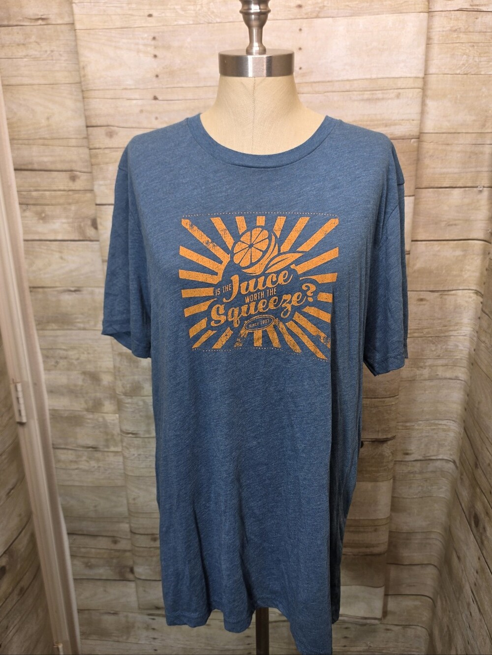 Bella Canvas Blue Short Sleeve Tee with Orange Graphic